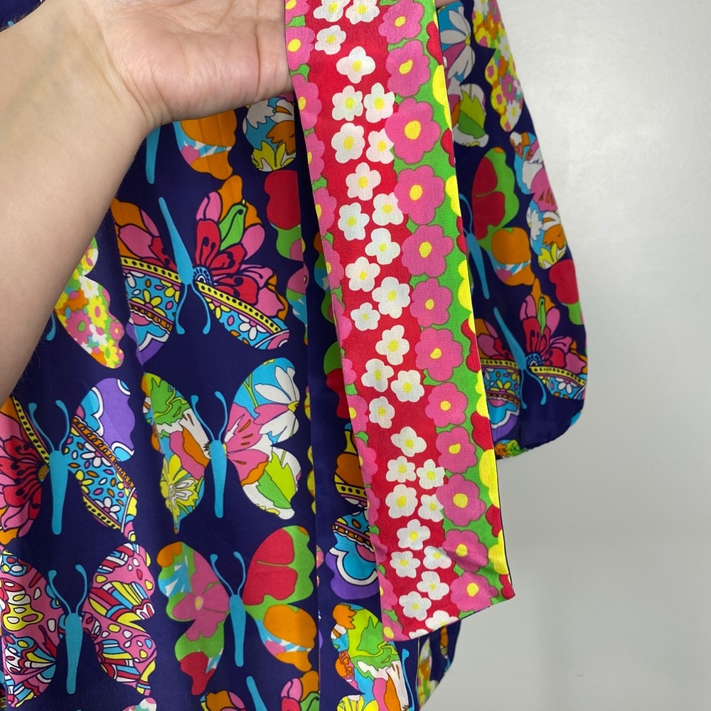 RARE NWT Lilly Pulitzer Bright Navy Out There Butterfly Silk Tunic Top XL - Picture 11 of 16